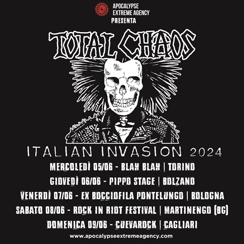 TOTAL CHAOS: cinque concerti in Italia a giugno 2024