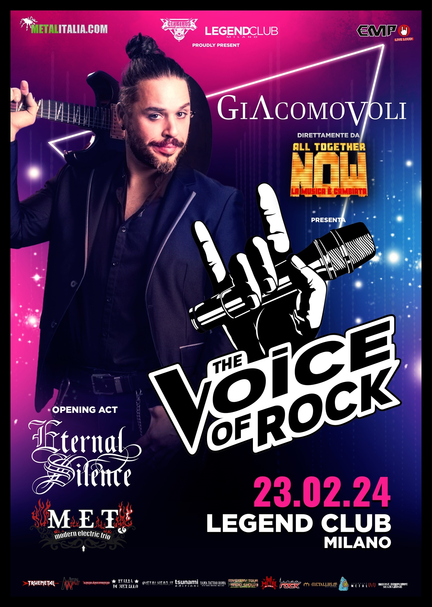 GIACOMO VOLI (RHAPSODY OF FIRE): gli orari della serata al Legend di Milano con il porgetto “The Voice of Rock”.