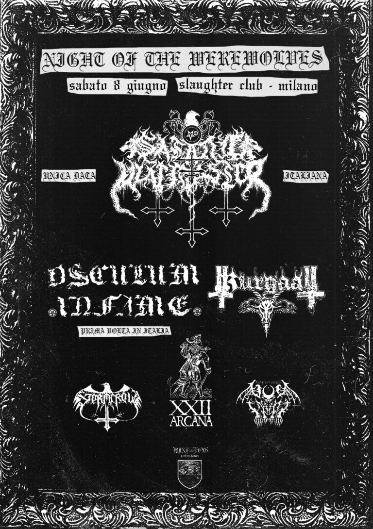 “NIGHT OF THE WEREWOLVES”: Sabato 8 Giugno – Satanic Warmaster (Fin) and more