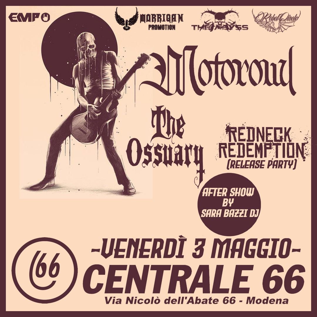 Gli orari di Motorowl, The Ossuary e Redneck Redemption live al Centrale 66 di Modena