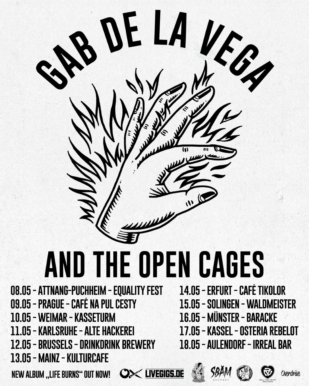 Gab De La Vega and The Open Cages annunciano il tour europeo di “Life Burns”