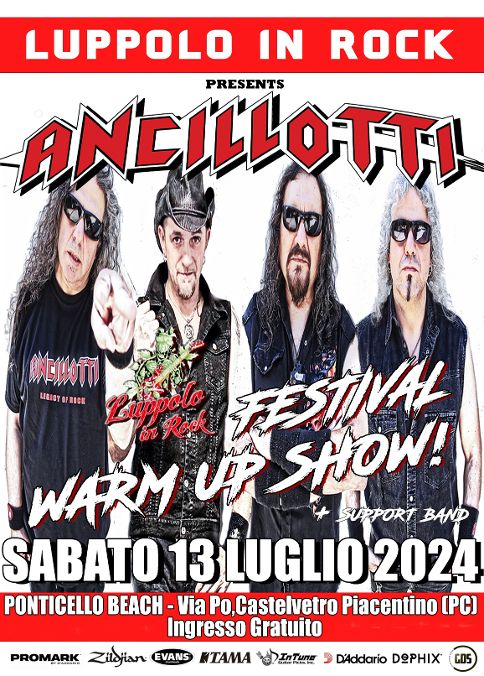 ANCILLOTTI Annunciano il primo show ufficiale della band con la nuova formazione SABATO 13 LUGLIO 2024 AL Luppolo In Rock WARM UP SHOW!