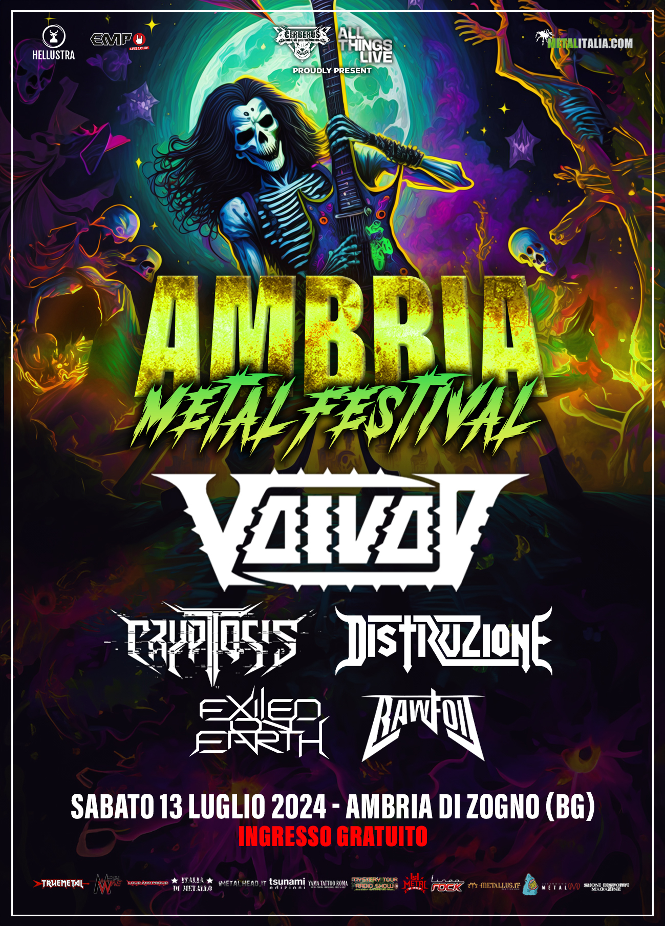 AMBRIA METAL FESTIVAL: VOIVOD + CRYPTOSIS + Distruzione + Exiled On Earth + Rawfoil @ Ambria di Zogno (BG)