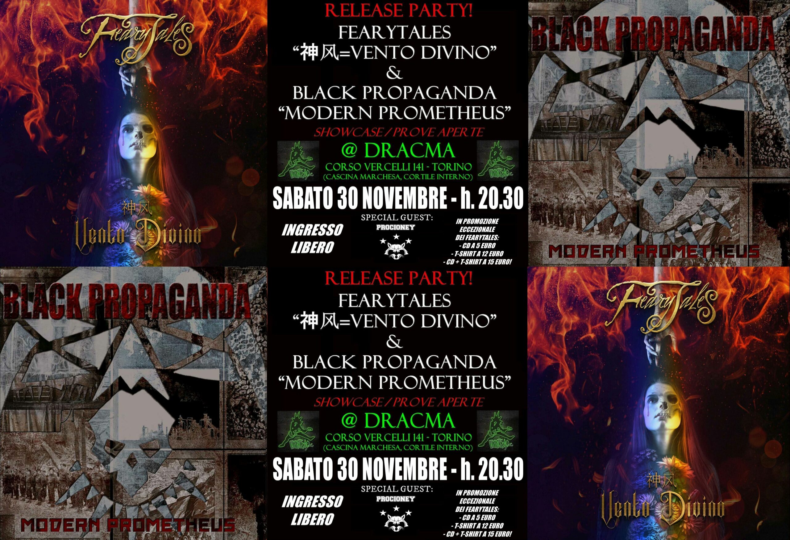 RELEASE PARTY / SHOWCASE / PROVE APERTE: FearyTales & Black Propaganda + Procioney @ DRACMA Torino – Sabato 30 novembre – h. 20.30