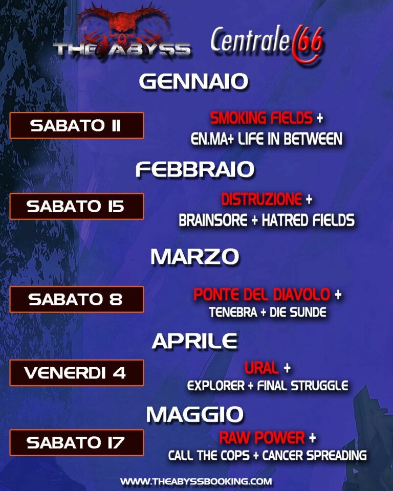 Seconda parte del calendario eventi di The Abyss Booking and Promotion presso Centrale 66 di Modena