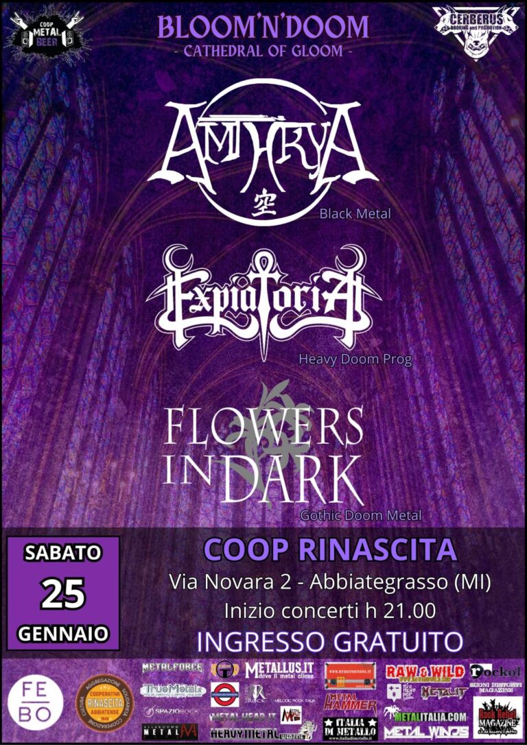 AMTHRYA, EXPIATORIA e FLOWERS IN DARK: una data ad Abbiategrasso (MI)