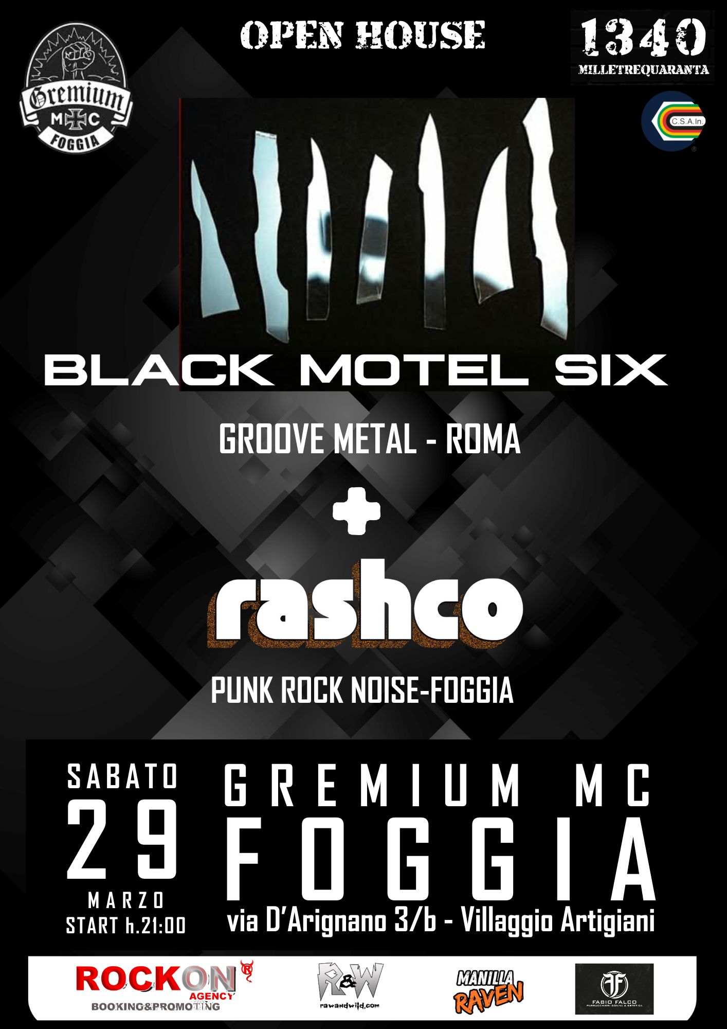 BLACK MOTEL SIX E RASHCO LIVE A FOGGIA