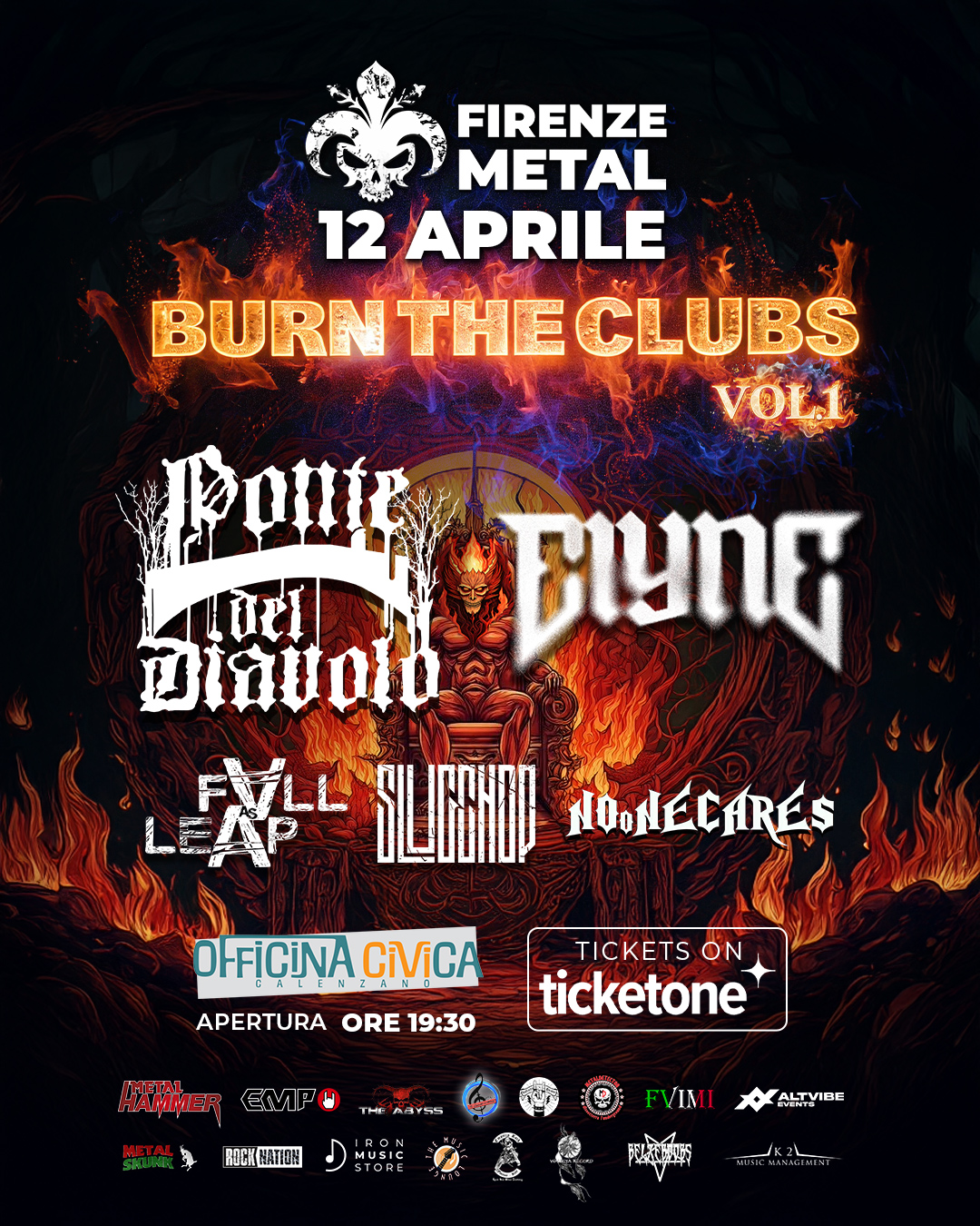 Sabato 12 Aprile torna Firenze Metal Festival per l’eccezionale edizione Burn The Clubs Vol.1